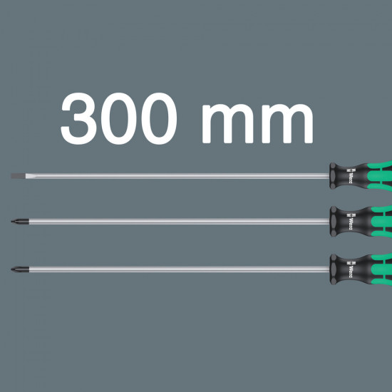 Wera 335/350/355/3 schroevendraaierset kraftform plus met 300 mm lange klingen, 3-delig