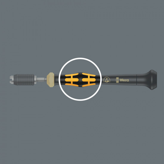 Wera 1460 esd kraftform micro draaimomentschroevendraaier met vast vooringesteld meetbereik volgens klantspecificatie, met snelwisselhouder, 1461 esd x 0,05-0,11 nm