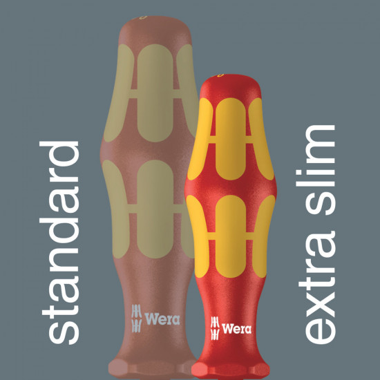 Wera 165 iss pz/s vde geisoleerde schroevendraaier voor plusminus-schroeven, kling met gereduceerde diameter, extra smalle handgreep, # 1 x 80 mm