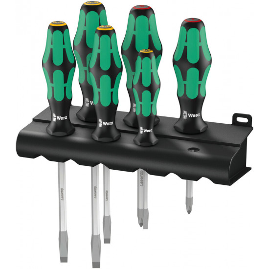 Wera 334 sk/6 schroevendraaierset kraftform plus lasertip + houder, 6-delig