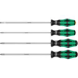 Wera 335/350/355/4 schroevendraaierset kraftform plus lasertip met 200 mm lange klingen, 4-delig