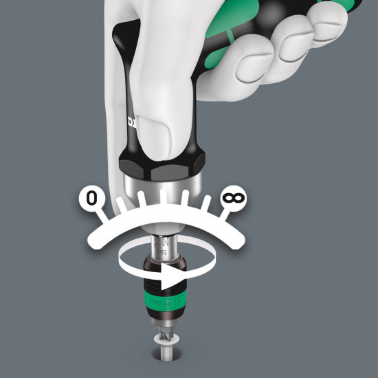 Wera serie 7400 kraftform pistoolgreep instelbare momentschroevendraaier (3,0 - 8,8 nm) met rapidaptor snelwisselhouder, 7442 x 3,0-6,0 nm