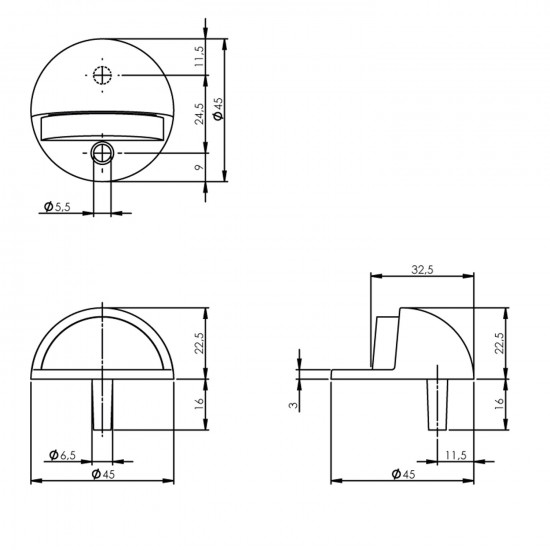 Intersteel DEURSTOP BOLROND CHROOM