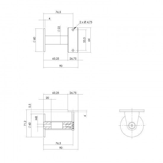 Intersteel LEUNINGHOUDER ZWAAR-TAPS VLAK ZADEL RVS GEBORSTELD