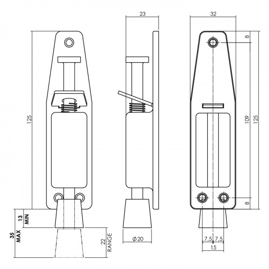 Intersteel DEURVASTZETTER 142 MM RVS GEBORSTELD