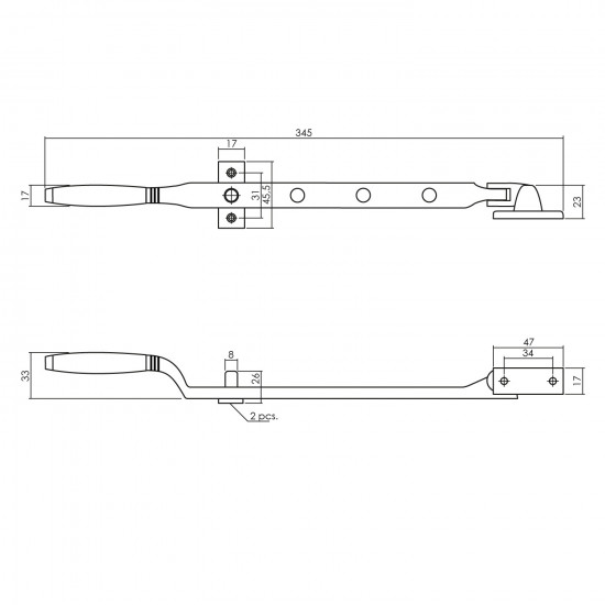 INTERSTEEL RAAMUITZETTER TON MET STELPENNEN CHROOM / EBBENHOUT