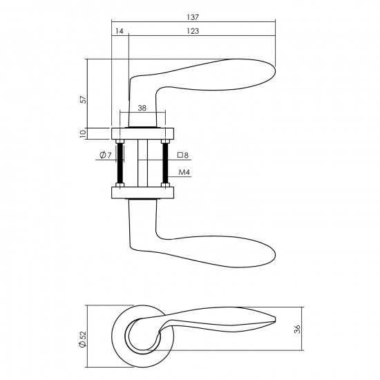 Intersteel DEURKRUK GEORGE OP RONDE ROZET ø˜52X10 MM ANTRACIETGRIJS