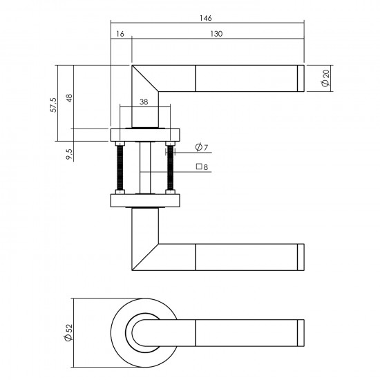 Intersteel DEURKRUK BASTIAN OP RONDE ROZET ø˜52X10 MM ANTRACIETGRIJS