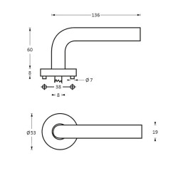 Intersteel DEURKRUK LISA OP ROZET MET 7 MM NOK RVS GEBORSTELD