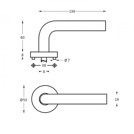 Intersteel DEURKRUK LISA OP ROZET MET 7 MM NOK RVS GEBORSTELD