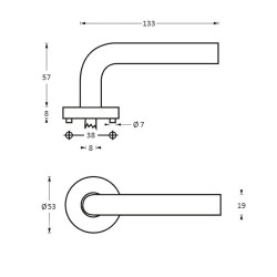 Intersteel DEURKRUK LISA 90Â° OP ROZET RVS GEBORSTELD