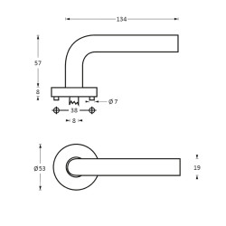 Intersteel DEURKRUK HALF ROND 90Â° OP ROZET RVS GEBORSTELD