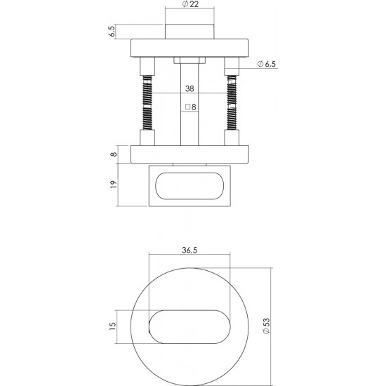 INTERSTEEL DEURBESLAG SET WC-SLOT 63/8MM WIT + DEURKRUK RECHT RVS + WC