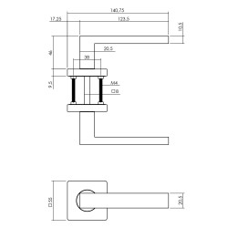 Intersteel DEURKRUK HERA OP VIERKANT ROZET MAT ZWART