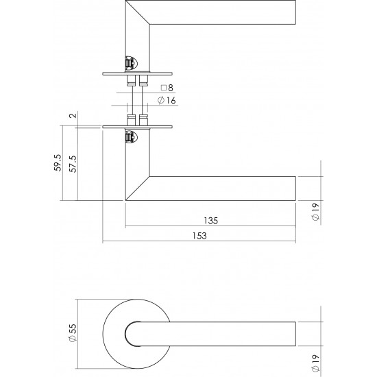 Intersteel DEURKRUK JURA MET ZELFKLEVEND ROZET MAT ZWART