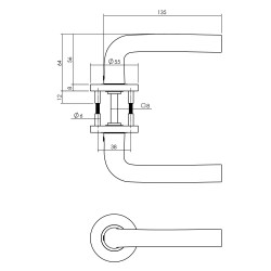 Intersteel DEURKRUK RECHT OP RONDE ROZET ø˜55X8 MM ALUMINIUM ZWART