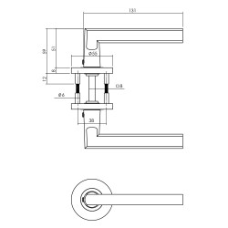 Intersteel DEURKRUK HOEK 90Â°-VLAK OP ROZET ø˜55X8 MM ALUMINIUM ZWART