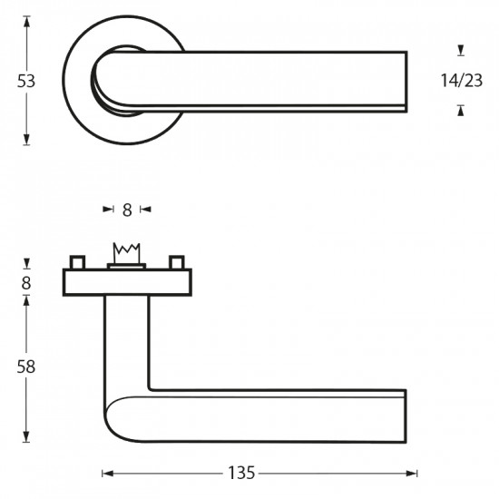 Intersteel DEURKRUK OVALE HOEK 90Â° OP ROZET RVS GEBORSTELD