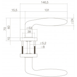 Intersteel DEURKRUK JUPITER GEVEERD OP ROZET ø˜53X10 MET RING RVS GEBO