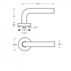 Intersteel DEURKRUK JUPITER OP ROZET MET 7 MM NOK RVS GEBORSTELD