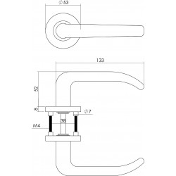 Intersteel DEURKRUK SABEL OP ROZET MET 7 MM NOK RVS GEBORSTELD