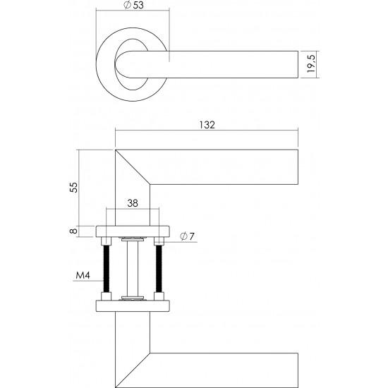 Intersteel DEURKRUK GIRONA OP ROZET MET 7 MM NOK RVS GEBORSTELD