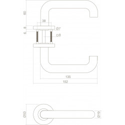 Intersteel DEURKRUK ROND OP ROZET MET 7 MM NOK RVS GEBORSTELD