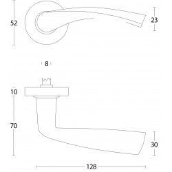 Intersteel DEURKRUK VLINDER GEVEERD OP ROZET ø˜52X10 MET RING RVS GEBO