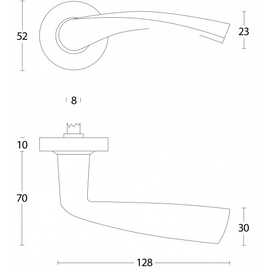 Intersteel DEURKRUK VLINDER GEVEERD OP ROZET ø˜52X10 MET RING RVS GEBO