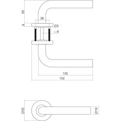 INTERSTEEL DEURBESLAG SET LOOPSLOT WIT + DEURKRUK RECHT RVS