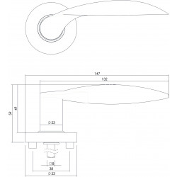 Intersteel DEURKRUK MASSIEF AFGEROND GEVEERD OP ROZET ø˜53X10 MET RING