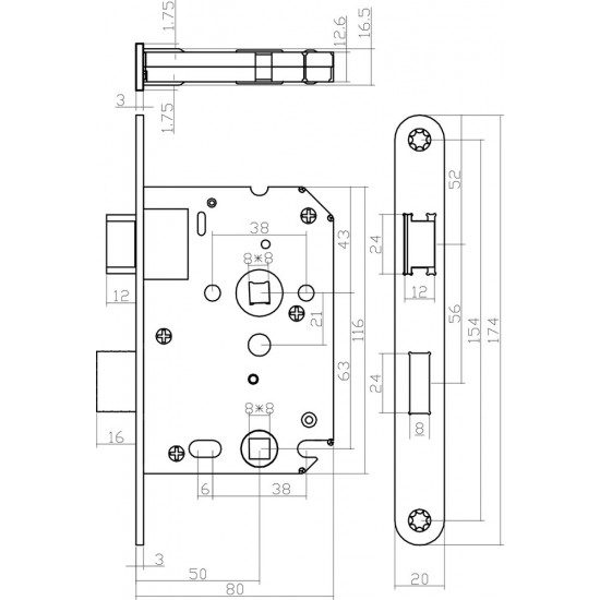 INTERSTEEL DEURBESLAG SET WC-SLOT ZWART MET DEURKRUK EUCLA MET ROZET Z