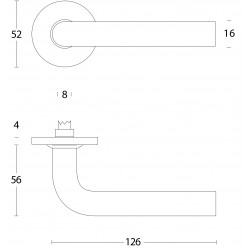 Intersteel DEURKRUK RECHT ø¸16 MM SLANK OP ROZET MET RING RVS GEBORSTE