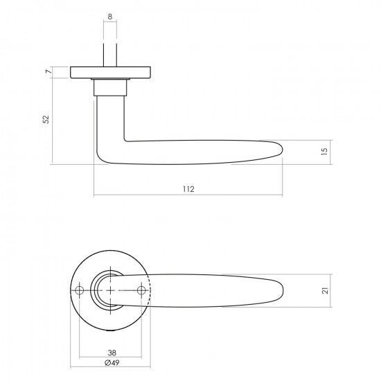 Intersteel DEURKRUK SOPHIE MET ROZET ø¸49X7MM VERDEKT MESSING GETROMME