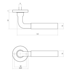 Intersteel DEURKRUK PALMA MET ROZET ø¸49X7MM VERDEKT MESSING GETROMMEL