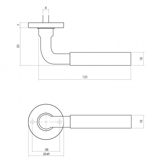 Intersteel DEURKRUK PALMA MET ROZET ø¸49X7MM VERDEKT MESSING GETROMMEL