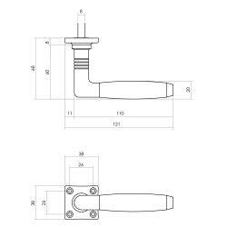 Intersteel DEURKRUK TON 400 MET ROZET 38X38X7MM MESSING GETROMMELD/EBB