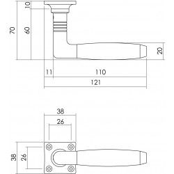 Intersteel DEURKRUK TON BASIC MET VIERKANT ROZET NIKKEL MAT/EBBENHOUT