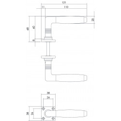 Intersteel DEURKRUK TON PALISSANDER MET VIERKANT ROZET NIKKEL