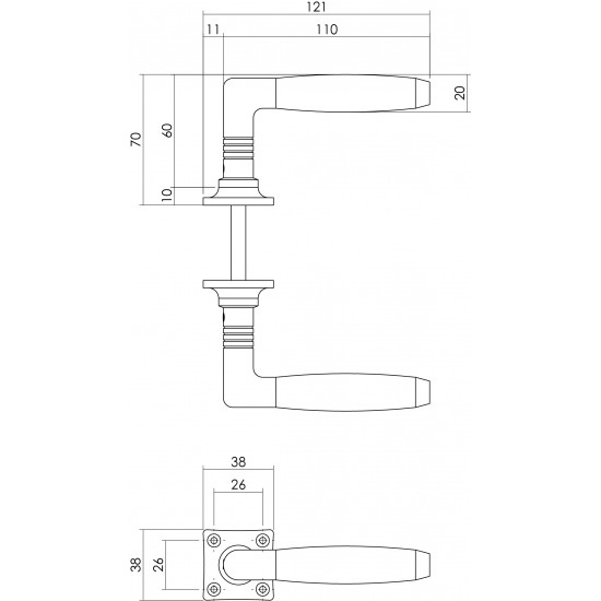 Intersteel DEURKRUK TON BASIC MET VIERKANT ROZET NIKKEL