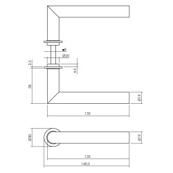 Intersteel DEURKRUK JURA MET MINIMALISTISCHE ROZET