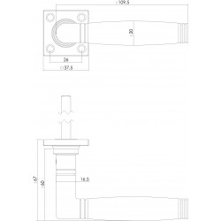 Intersteel DEURKRUK TON 222 MET ROZET 38X38X7MM MESSING GETROMMELD/EBB