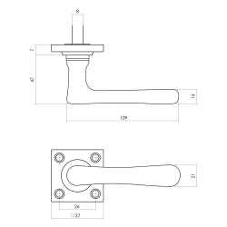 Intersteel DEURKRUK TRENTO MET ROZET 38X38X7MM MESSING GETROMMELD