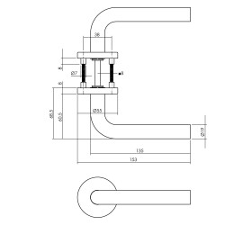 Intersteel DEURKRUK RECHT OP ROZET EN1906/4 RVS GEBORSTELD