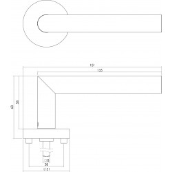 Intersteel DEURKRUK HOEK 90Â° MET ROZET RVS GEBORSTELD