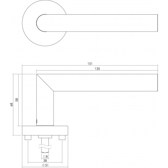 Intersteel DEURKRUK HOEK 90Â° MET ROZET RVS GEBORSTELD