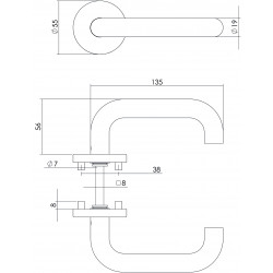 Intersteel DEURKRUK ROND OP ROZET RVS GEBORSTELD