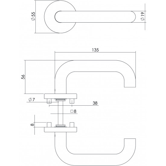 Intersteel DEURKRUK ROND OP ROZET RVS GEBORSTELD