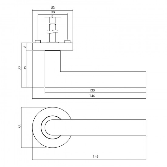 Intersteel DEURKRUK BASTIAN OP RONDE ROZET ø¸52X10MM WIT