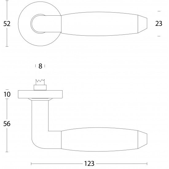 Intersteel DEURKRUK COMBI GEVEERD OP ROZET ø˜52X10 MET RING RVS GEBORS